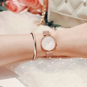 Victoria Hyde London Rose Gold Mesh Strap Watch - Pearl Dial